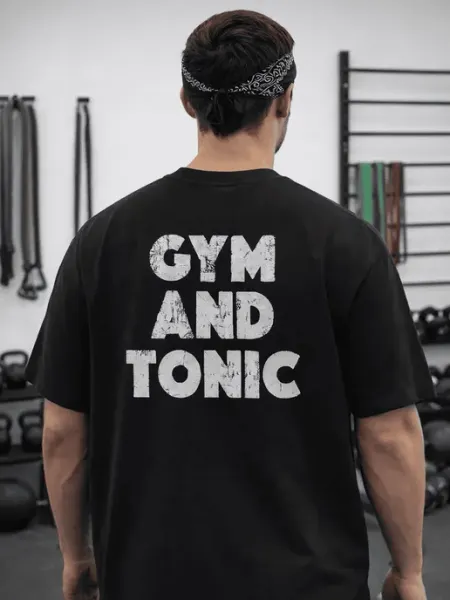 Плотная футболка оверсайз черная с принтом GYM AND TONIC
