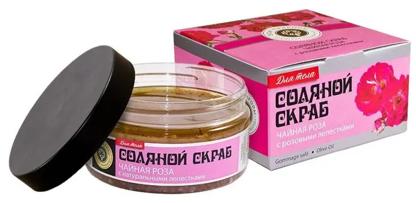 Дом Природы Скраб для тела Чайная роза с натуральными лепестками, 300 мл, 300 г