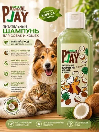 Питательный шампунь для собак и кошек Animal Play Sweet "Кокос - Косметика для животных