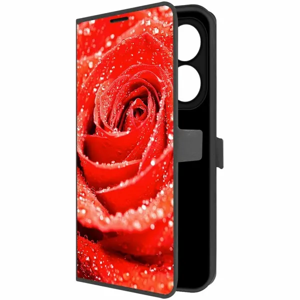 Чехол-книжка Krutoff Eco Book для INFINIX Smart 8 Plus Роза (черный)