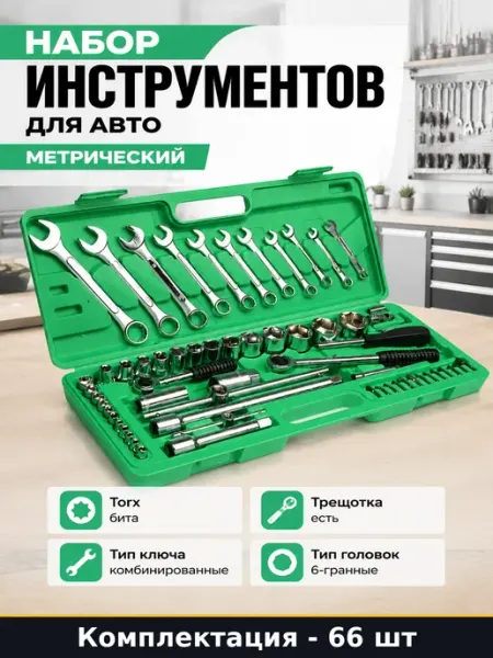 Набор инструментов для авто 66 предметов метрический