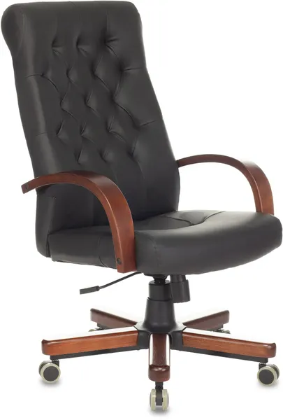 Кресло руководителя Бюрократ T-9928WALNUT/ECO черный эко. кожа крестов. металл/дерево