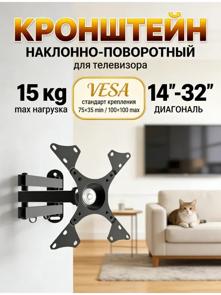 Home Team Кронштейн для телевизора регулируемая рука 20°