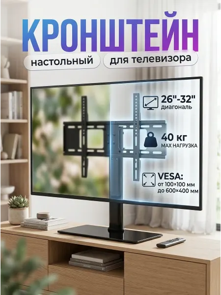 KRONI Кронштейн для телевизора 26-32, 40 кг, VESA 600x400