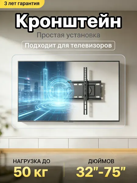 Krasmee Кронштейн на стену для телевизора простой монтаж