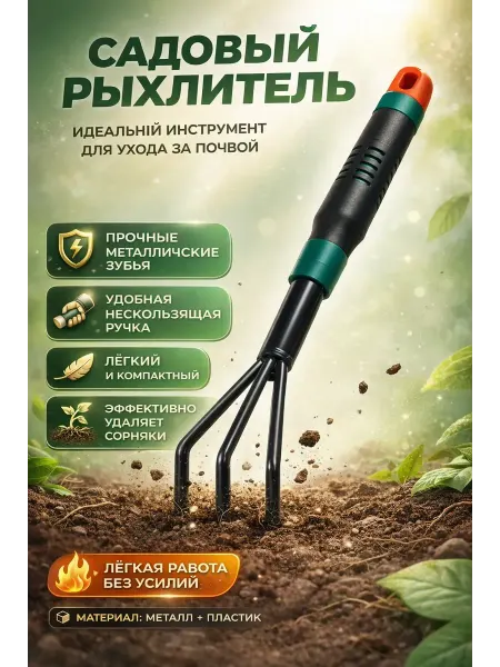 ШИКУ95 Садовый рыхлитель ручной мини культиватор для огорода