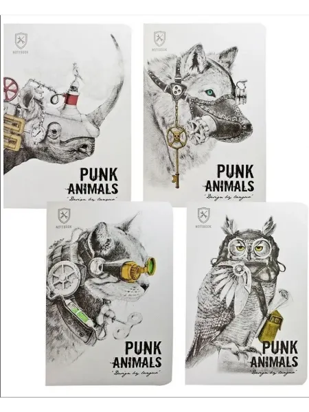 Тетрадь-сшивка "Punk Animals", 24 листа, 10,5x14,2