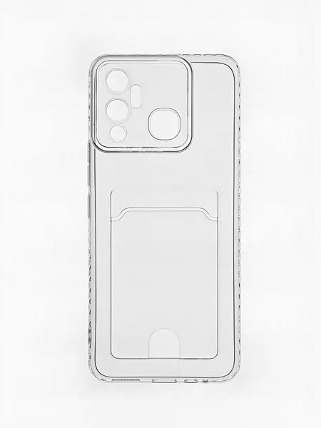 Силиконовый чехол для Infinix Hot 12i, с защитой камеры, с карманом для карт, прозрачный