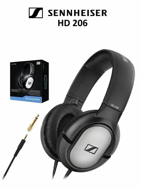 Проводные наушники Sennheiser HD 206, mini jack 3.5 мм, 6.3 мм, черный