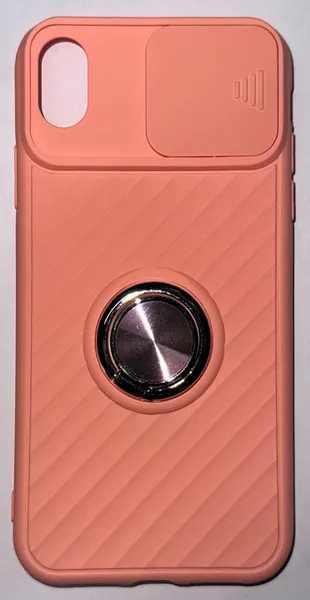 Чехол на Apple iPhone XR с защитой камеры и с кольцом, силиконовый, матовый, розовый