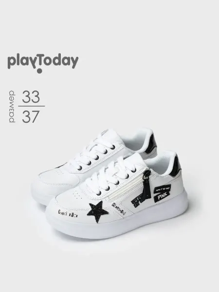 PlayToday Кроссовки подростковые на молнии кеды белые