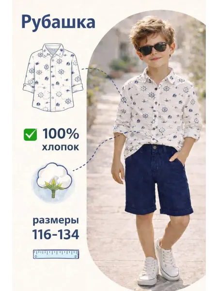 МалиКоль Рубашка для мальчика с длинным рукавом