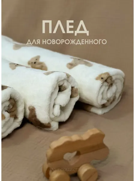 HOME.AESTH Плед детский для малышей в кроватку коляску мягкий плюшевый
