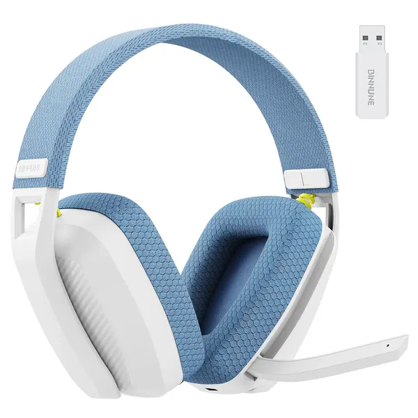 Беспроводная компьютерная гарнитура BINNUNE BW06, белый/голубой, Bluetooth, радиоканал