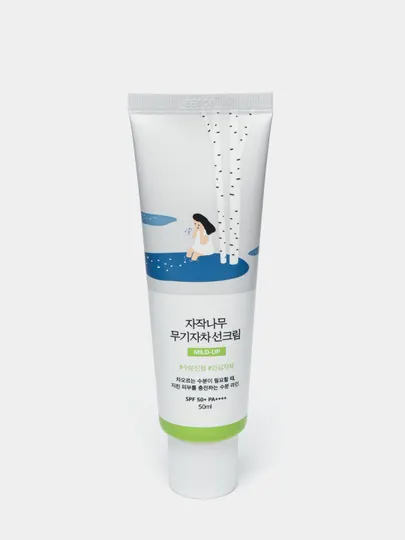 Успокаивающий СПФ крем для жирной кожи Round Lab Birch Juice Moisturizing Mild-Up, 50 мл