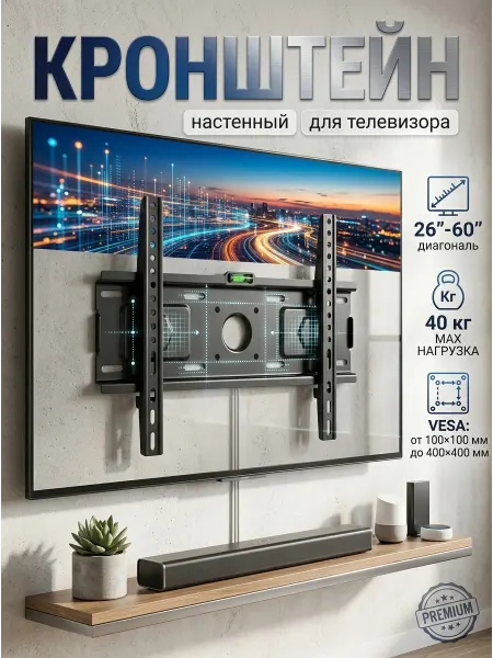 NB Кронштейн для телевизора на стену 26-60" 40 кг