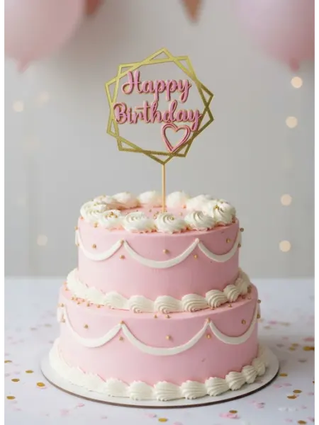 Топпер на торт Happy Birthday серебро
