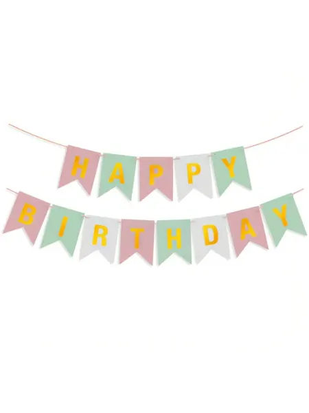 Гирлянда Happy Birthday | Декор флажки на день рождения
