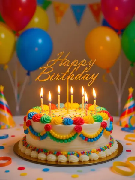 Топпер для торта Happy Birthday слоновая кость