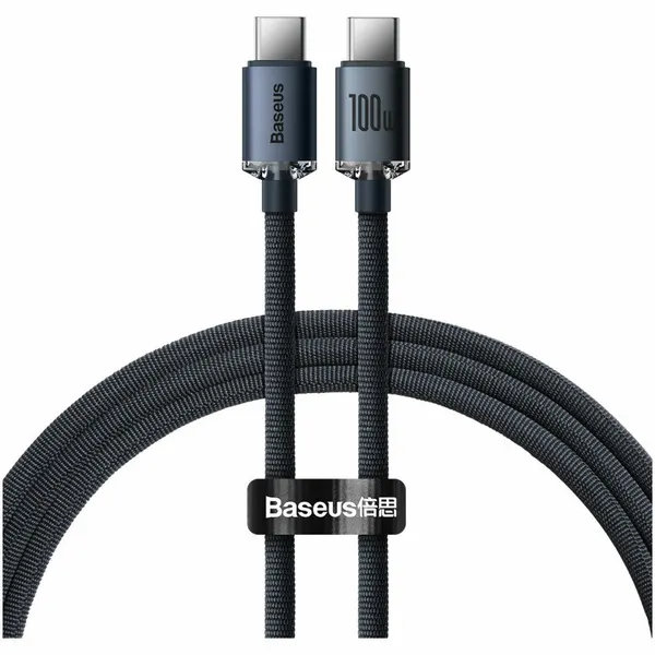 Кабель для быстрой зарядки телефона USB Type C (m) - USB Type C (m) 1.2м Baseus Crystal Shine Fast Charging 100W черный тайпси для Самсунг, Андроид