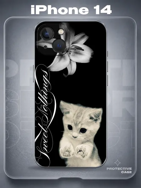 MeowCase Чехол на iPhone 14 с принтом у2к котик