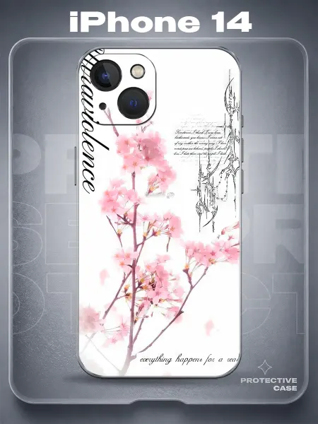 MeowCase Чехол на iPhone 14 с принтом у2к сакура