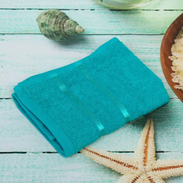 Махровое полотенце «LUNA» 30x30см, яркий бирюзовый цвет, плотность 360 г/м2, мягкое и долговечное