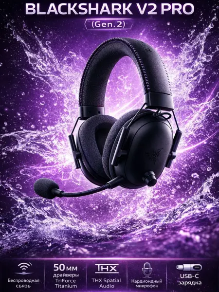 Razer Гарнитура для игр Blackshark V2 Pro с чистым звуком