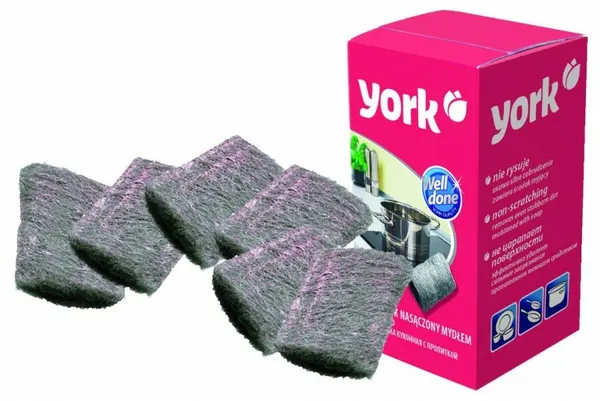 Губка для посуды металл с пропиткой (6 шт/уп) цена за уп, 6*5,5*1см, 5010 York