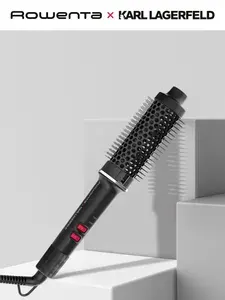 Фен-щетка термо для волос Rowenta Karl Lagerfeld Powerbrush UB572LE0, 38 мм, с ионизацией и нагревом, черная