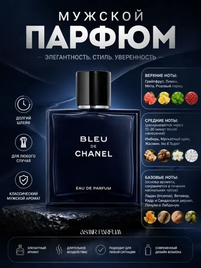 Bleu de Chanel - мужской парфюм, летний роскошный аромат, подарок, 60 мл