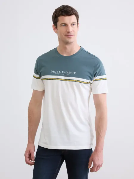 LC Waikiki Мужская футболка с круглым вырезом в стиле color block