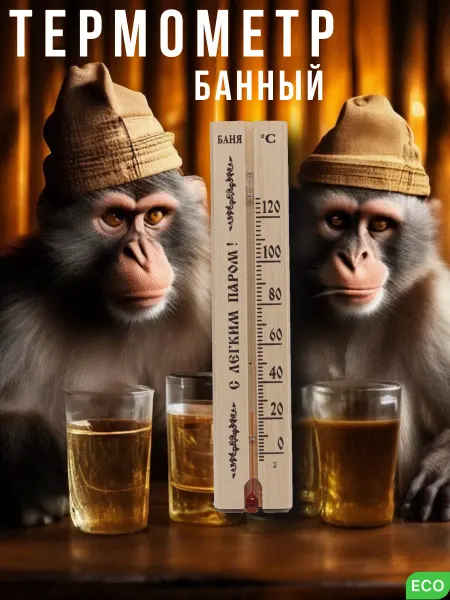 Термометр банный для сауны и бани деревянный