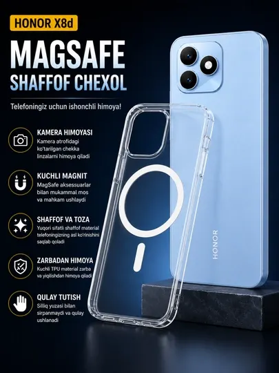 Чехол для HONOR X8D, прозрачный, с защитой от пожелтения - Аксессуары и запчасти