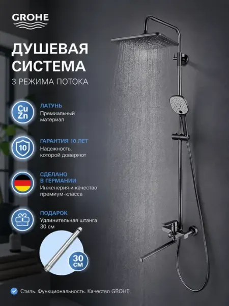Grohe Серая душевая система «три в одном» G960