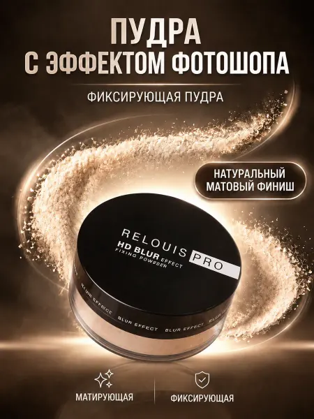 RELOUIS Пудра для лица фиксирующая прозрачная PRO HD Blur powder