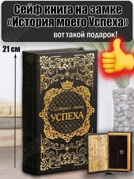 Granikon Сейф книга "История моего Успеха" на замке, 21х13х5 см
