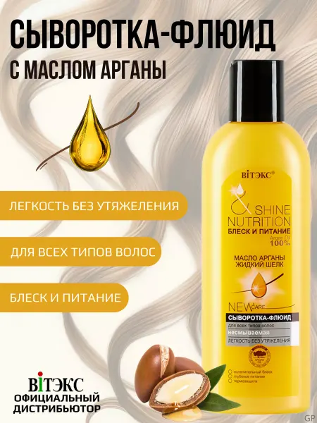 Витэкс Сыворотка-флюид для волос Блеск и Питание