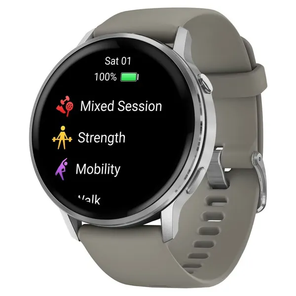 Умные смарт-часы Garmin Venu 4 45мм Silver Gray с серым ремешком 010-03014-01