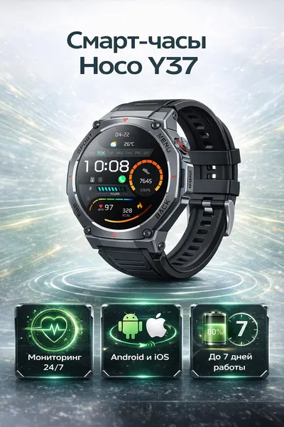 Hoco Умные часы Hoco Y37 AMOLED GPS sports watch Call Version черные