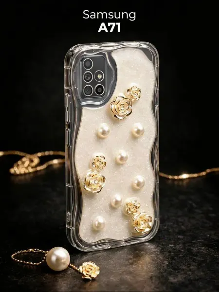 РИНОФОН Чехол с розами и жемчугом на Samsung Galaxy A71