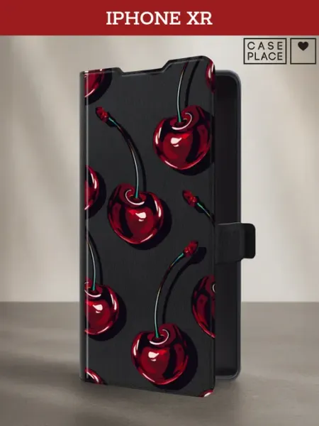 Case Place Чехол-книжка на iPhone XR с вишней
