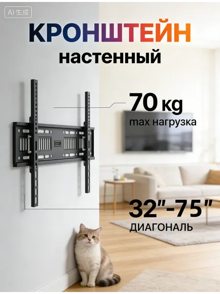 АМИРС Кронштейн для телевизора металлический долговечный