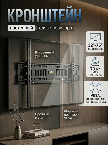 NB Кронштейн для телевизора на стену 32-75" до 70кг