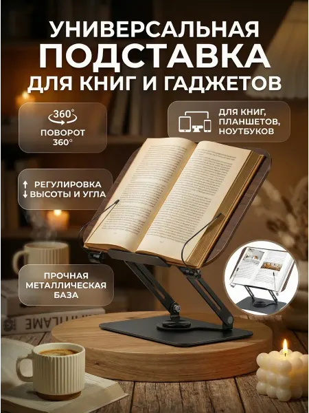 Подставка для книг, ноутбука и планшета деревянная