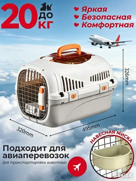 乔记 Переноска для кошки щенка пластиковая с прозрачной дверцей