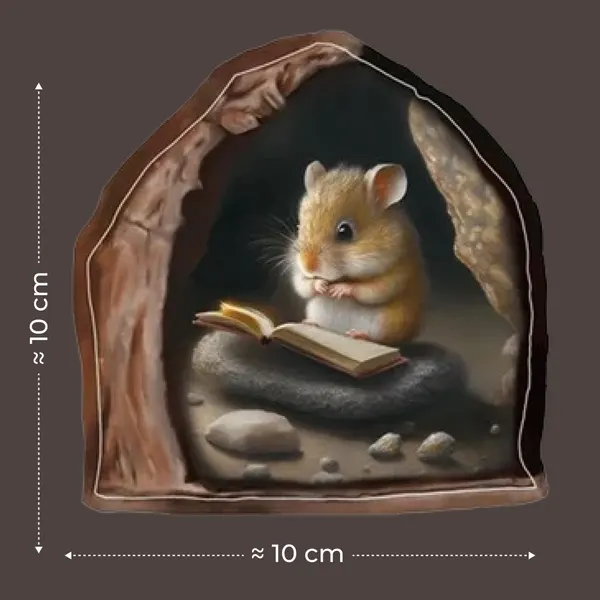 Забавная наклейка для декора интерьера Мышка с книжкой/ Прикольная наклейка на стену / на шкаф / на мебель / на дверь