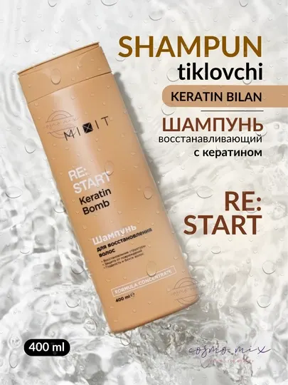 MIXIT «RE:START» шампунь Keratin Bomb для восстановления волос, 400 мл