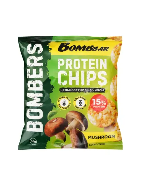 BombBar Чипсы протеиновые со вкусом Белых грибов 50 гр 3 шт