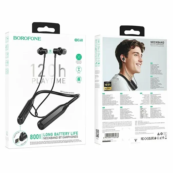 Наушники беспроводные BOROFONE BE68 Cloud, bluetooth V5.3, 120Hr (Черный)